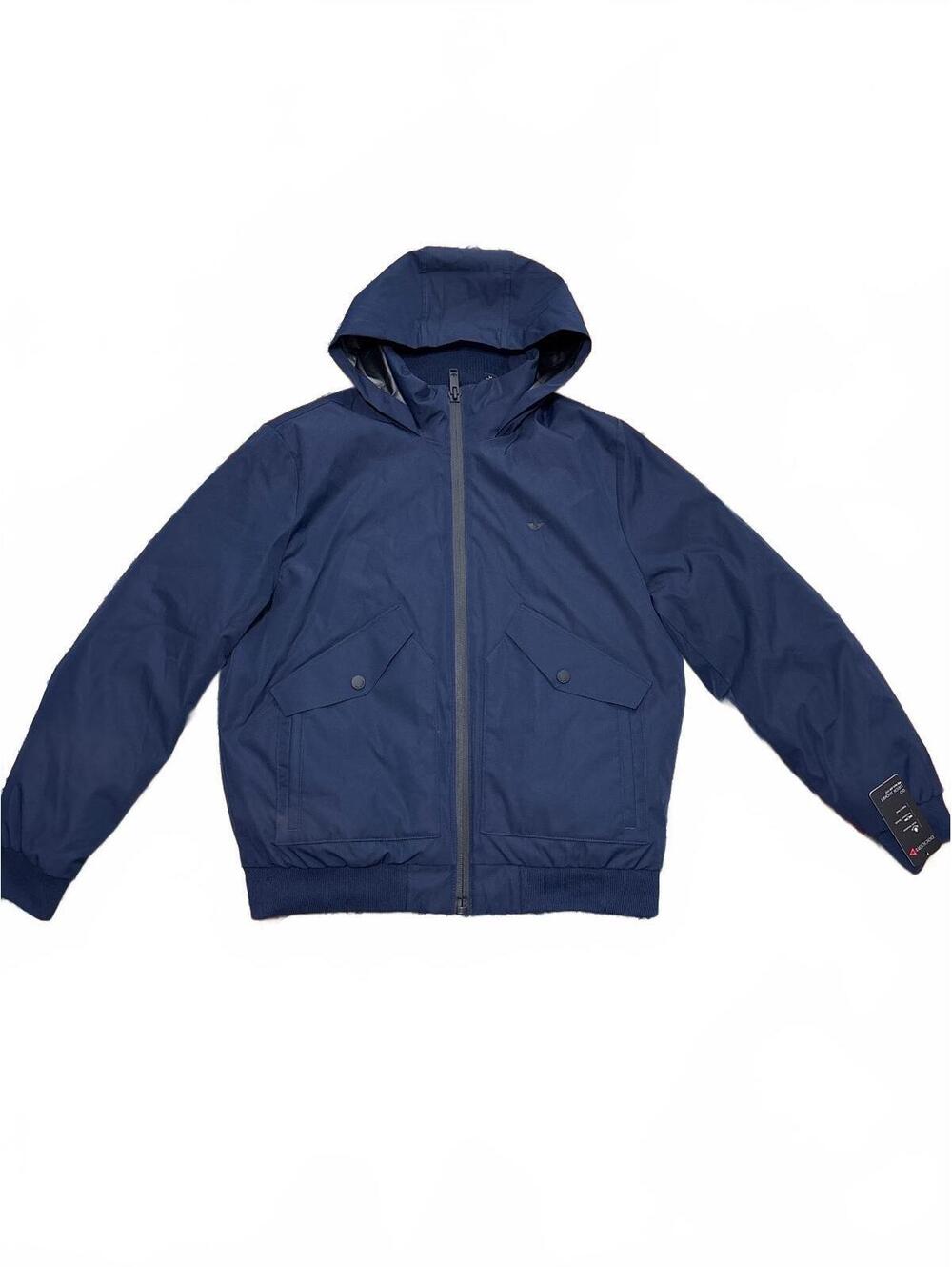 Dockers Go Deck Jacket Water Resistant Hooded Puffer Jacket - Navy, Medium